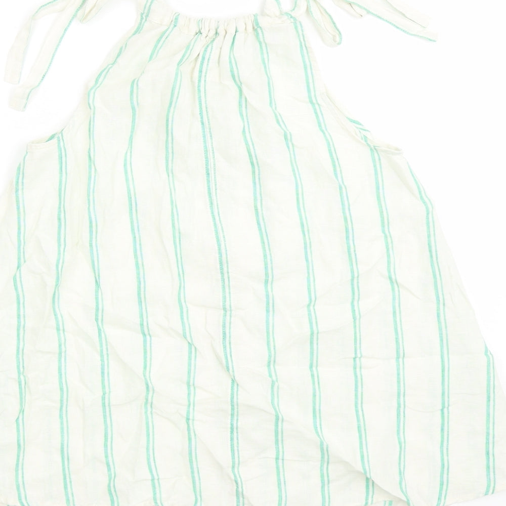 Marks and Spencer Womens Ivory Striped Flax Camisole Tank Size 8 Round Neck