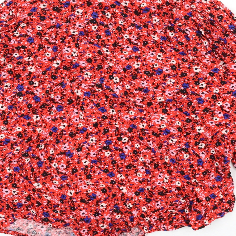 Marks and Spencer Womens Multicoloured Floral Viscose Basic Blouse Size 10 V-Neck
