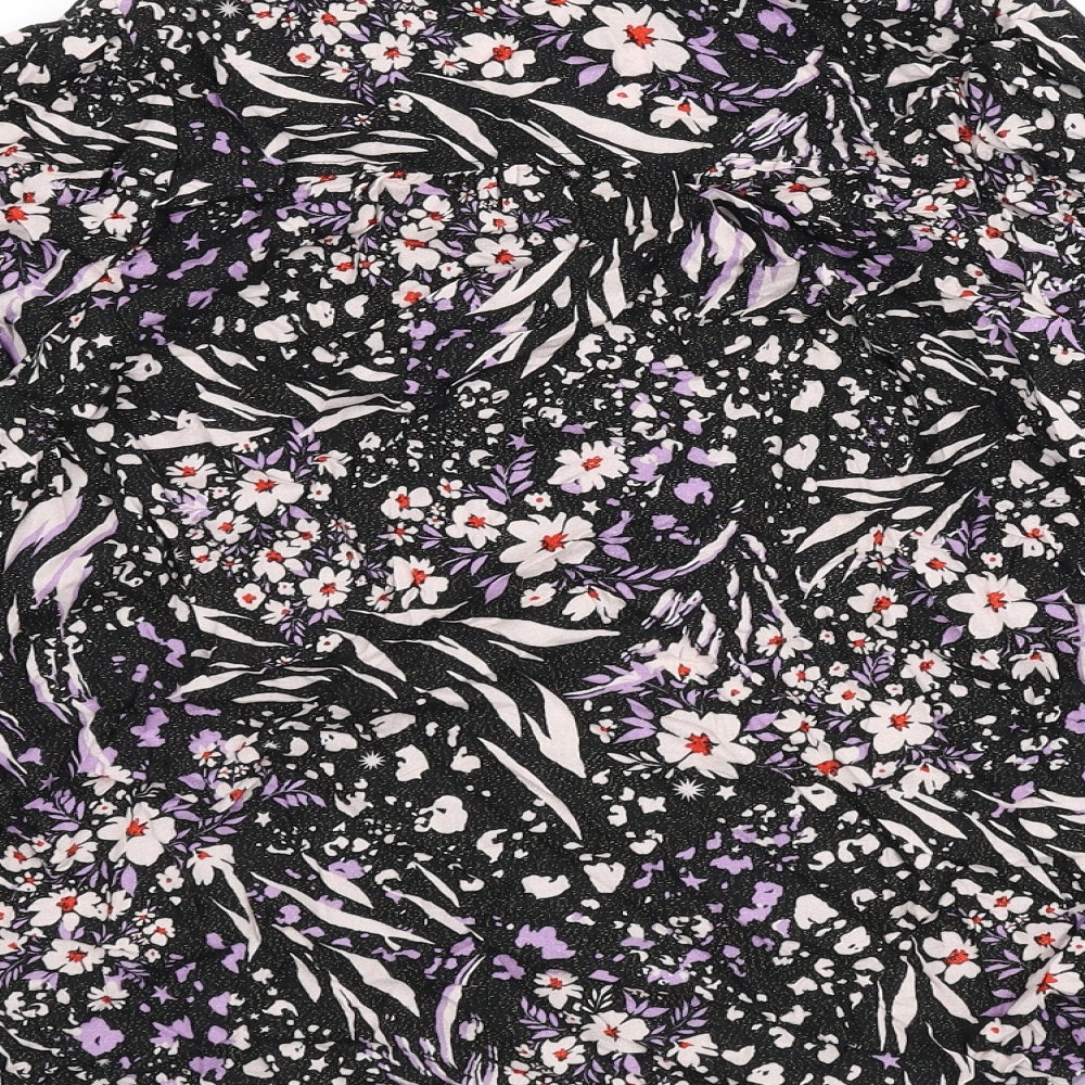 Marks and Spencer Womens Multicoloured Geometric Viscose Basic Blouse Size 8 Round Neck - Sparkle, Flowers