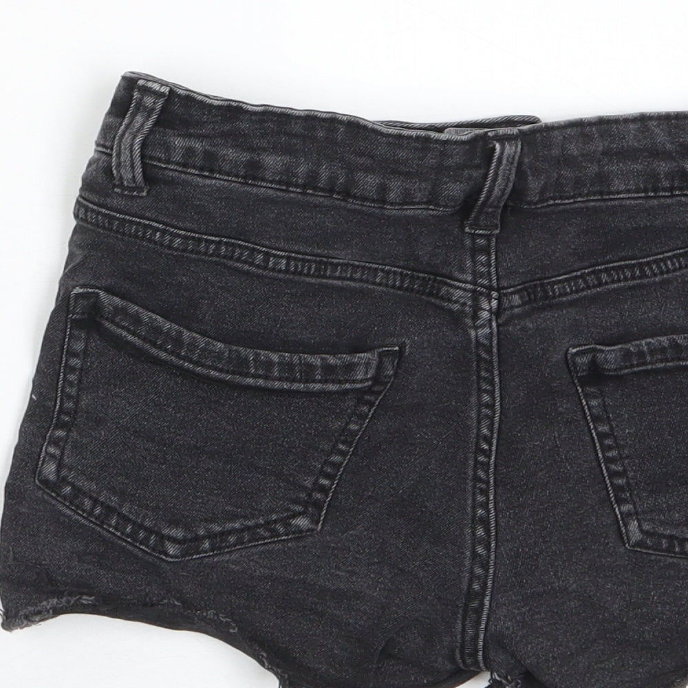 New Look Girls Grey Cotton Bermuda Shorts Size 10 Years Regular Zip - Distressed, Pockets