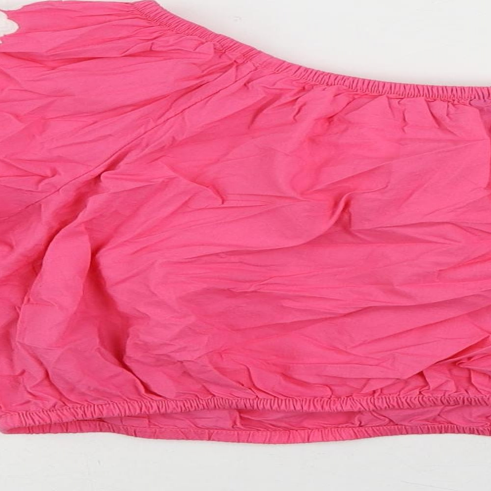 Marks and Spencer Womens Pink Cotton Cropped Blouse Size 18 Off the Shoulder - Embroidered