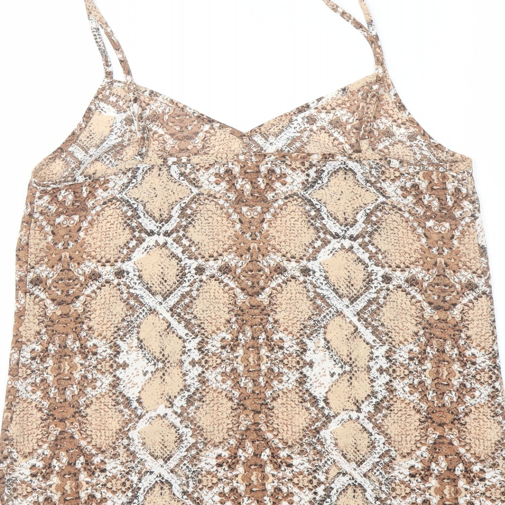 Marks and Spencer Womens Beige Animal Print Polyester Camisole Tank Size 8 Sweetheart