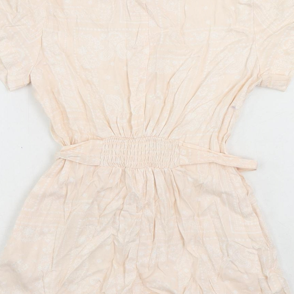 Marks and Spencer Girls Pink Paisley Viscose Playsuit One-Piece Size 7-8 Years Button - Belted