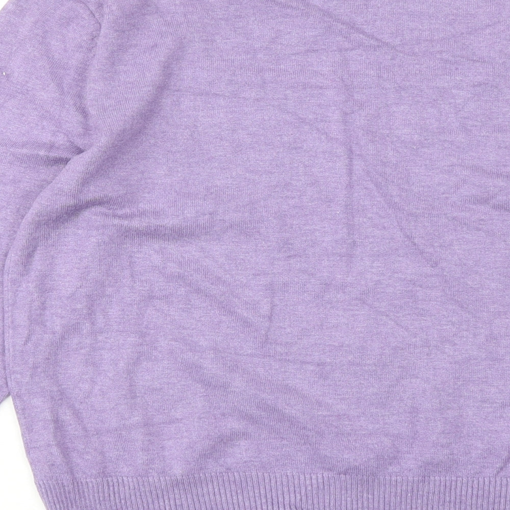 M&Co Womens Purple Square Neck Viscose Pullover Jumper Size 14