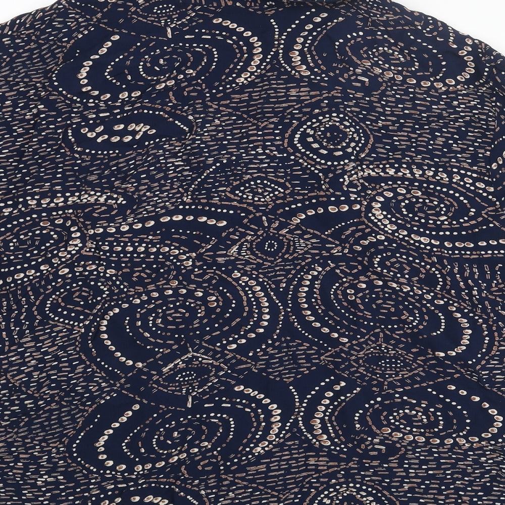 Ann Harvey Womens Blue Geometric Viscose Basic Blouse Size 22 Collared
