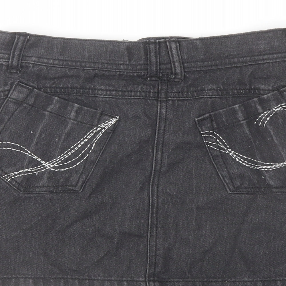 Cherokee Girls Grey Cotton A-Line Skirt Size 9-10 Years Regular Button