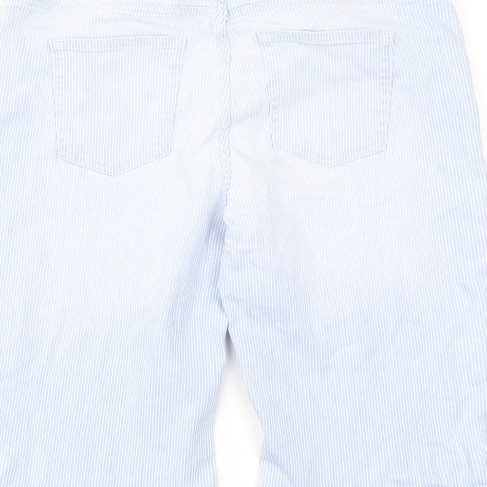NEXT Womens Blue Striped Cotton Bermuda Shorts Size 14 L13 in Regular Button