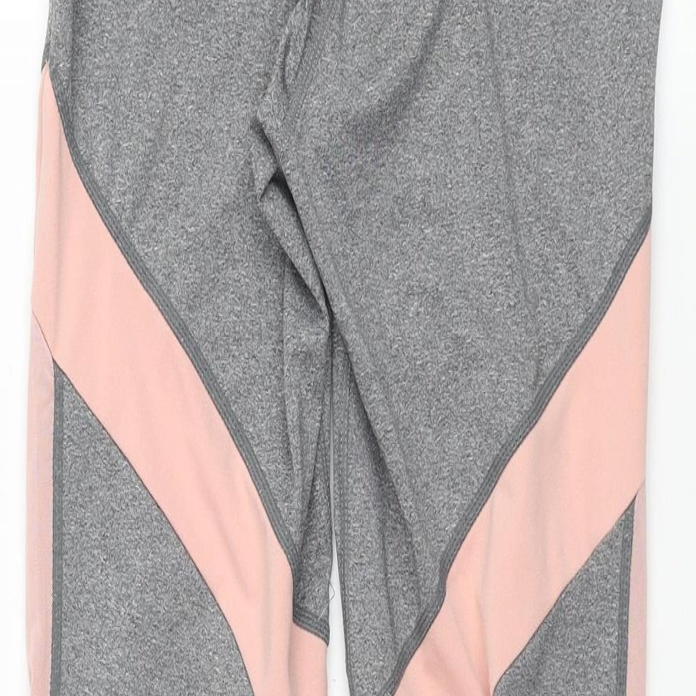 South Beach Womens Grey Colourblock Polyester Cropped Leggings Size 10 L30 in Regular Pullover - Mesh Side Detail