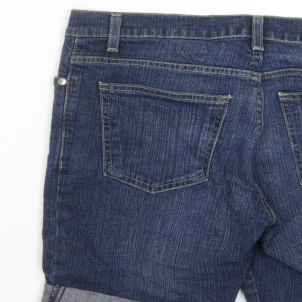 NEXT Womens Blue Cotton Basic Shorts Size 8 L8 in Regular Zip - Pockets