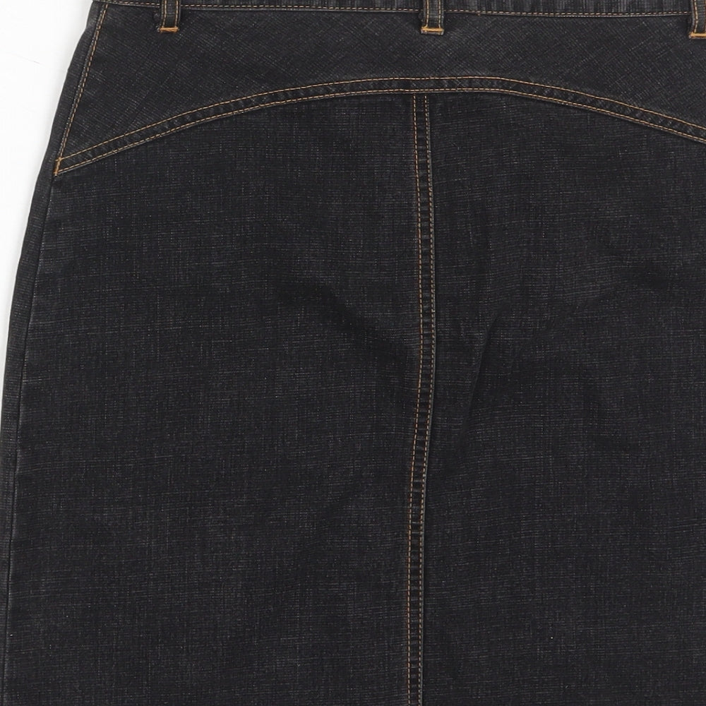 Look Womens Blue Cotton A-Line Skirt Size 8 Zip - Pockets