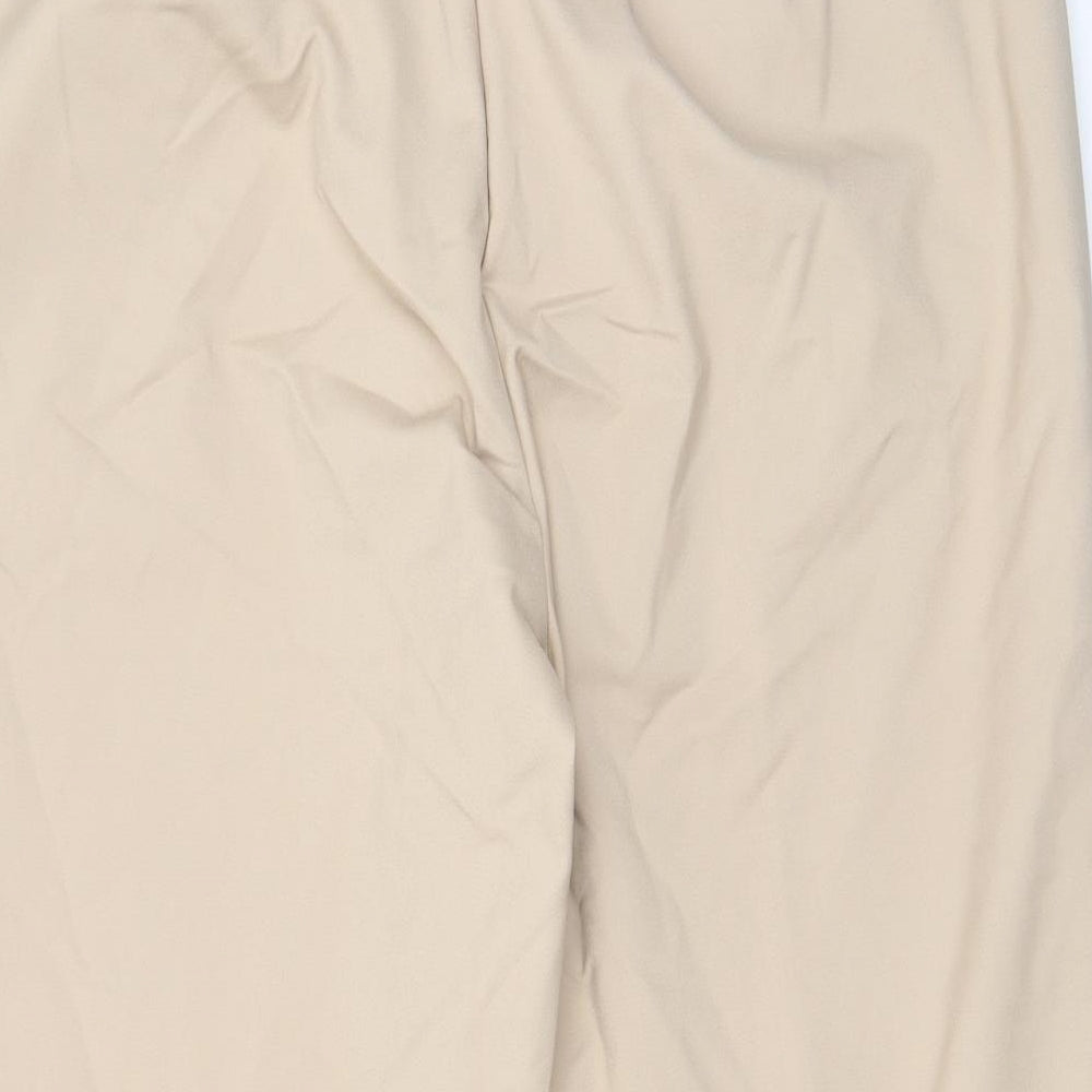 Marks and Spencer Womens Beige Cotton Trousers Size 20 L21 in Regular Hook & Eye - Pockets, Elastic waist