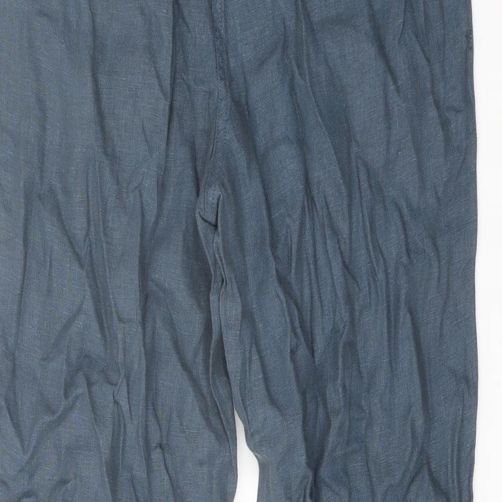 Seasalt Womens Blue Linen Trousers Size 10 L26 in Regular