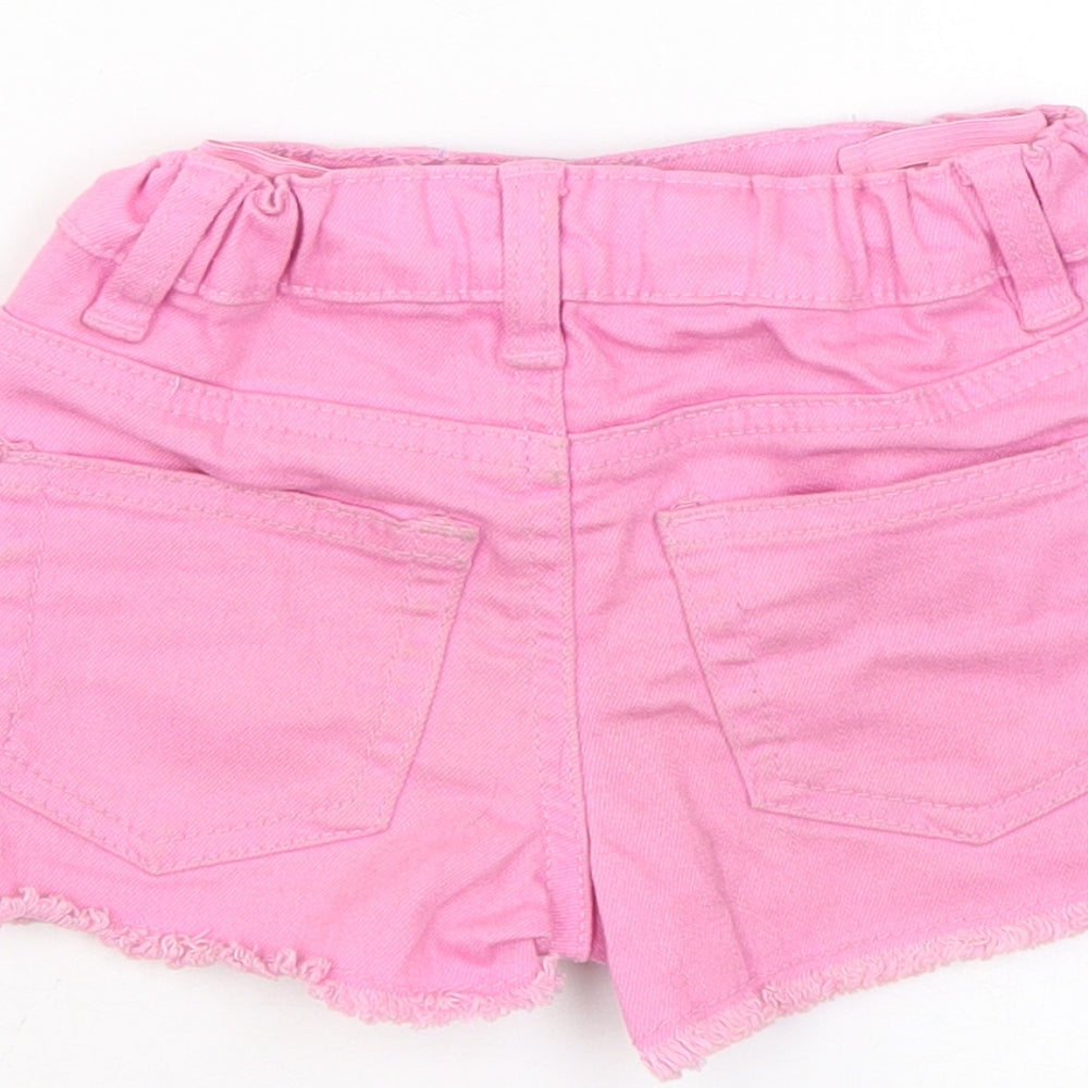 Denim & Co. Girls Pink Cotton Cut-Off Shorts Size 2-3 Years Regular Snap