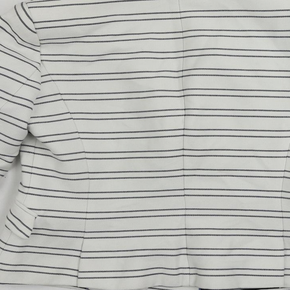 Zara Womens White Striped Jacket Blazer Size M Button