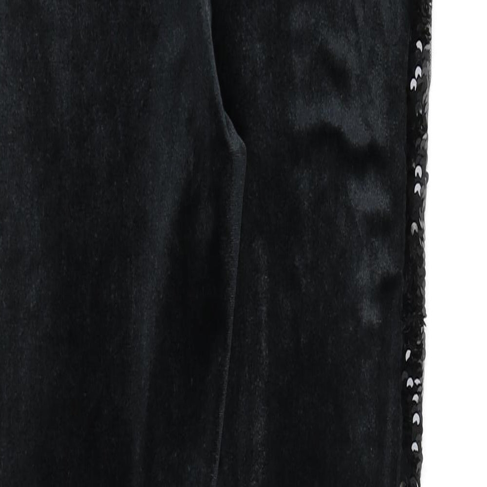 Marks and Spencer Girls Black Polyester Capri Trousers Size 14-15 Years L26 in Regular Pullover - Sequins, Leggings