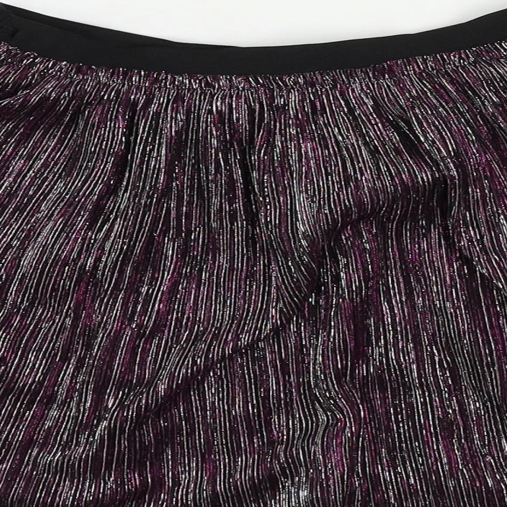 LC Waikiki Girls Purple Striped Polyester Skater Skirt Size 9-10 Years Regular - Elastic Waist