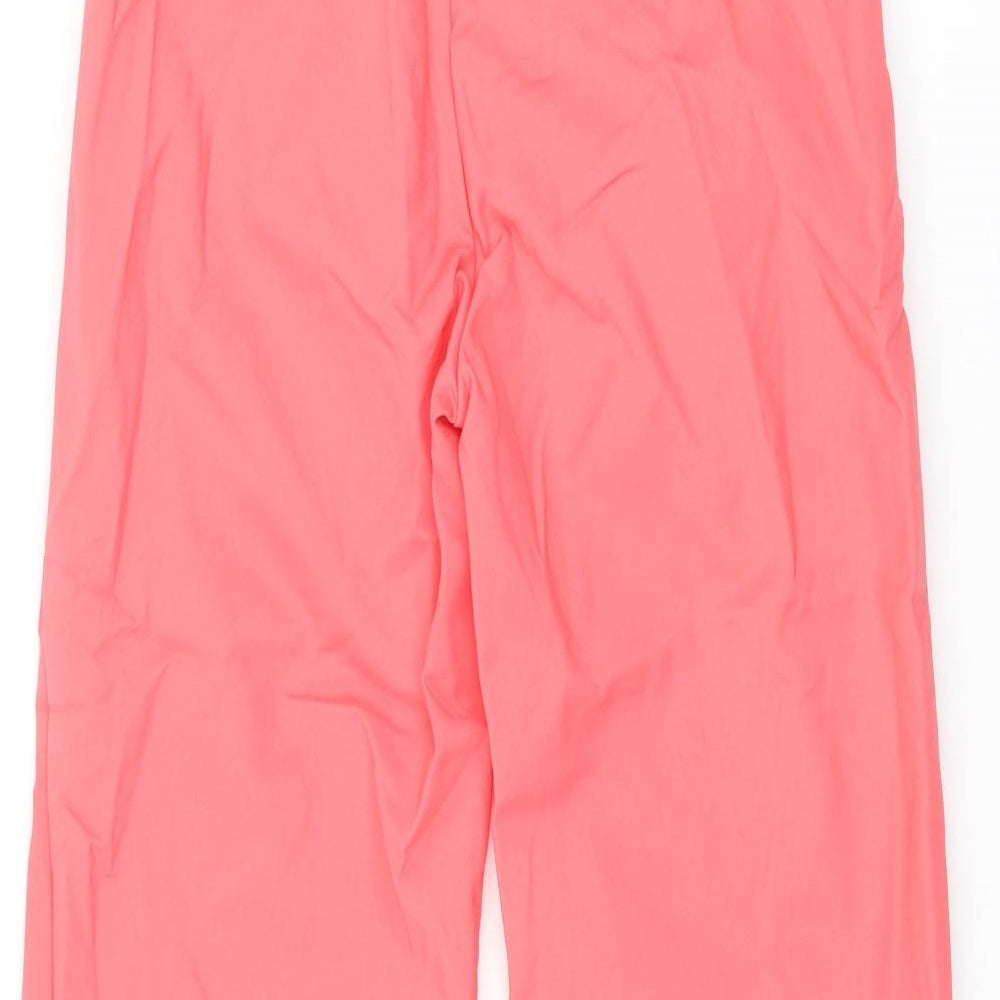 Marks and Spencer Womens Pink Cotton Cropped Trousers Size 6 L22 in Regular Zip - Elasticated Waist