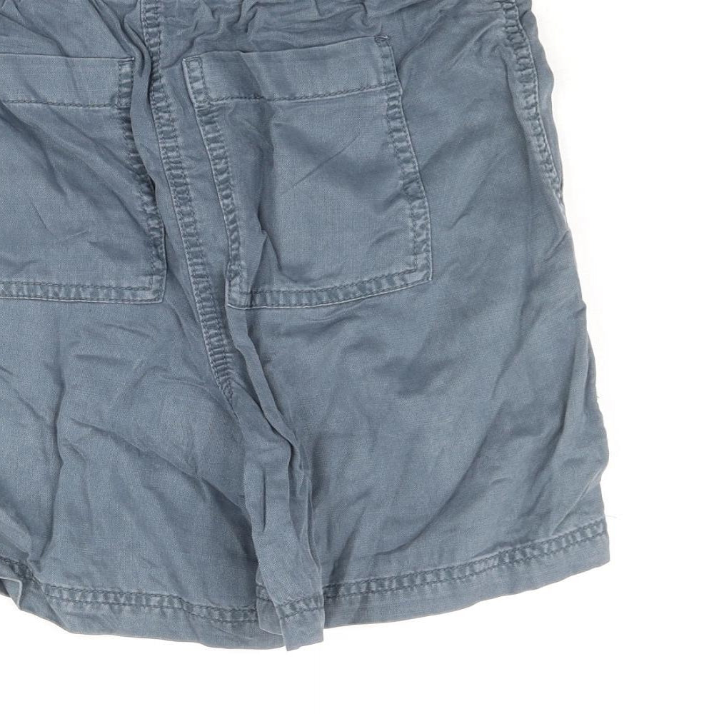 Marks and Womens Blue Lyocell Basic Shorts Size 6 L5 in Regular Drawstring