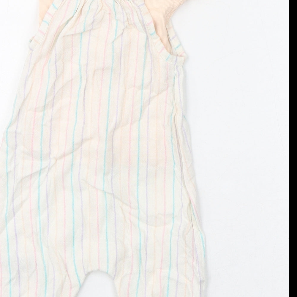 Marks and Spencer Girls Multicoloured Striped Viscose Romper Outfit/Set Size 0-3 Months Snap