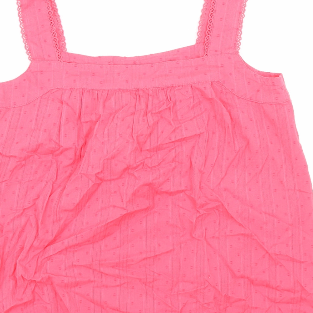 Marks and Spencer Womens Pink Polka Dot Cotton Basic Tank Size 8 Square Neck