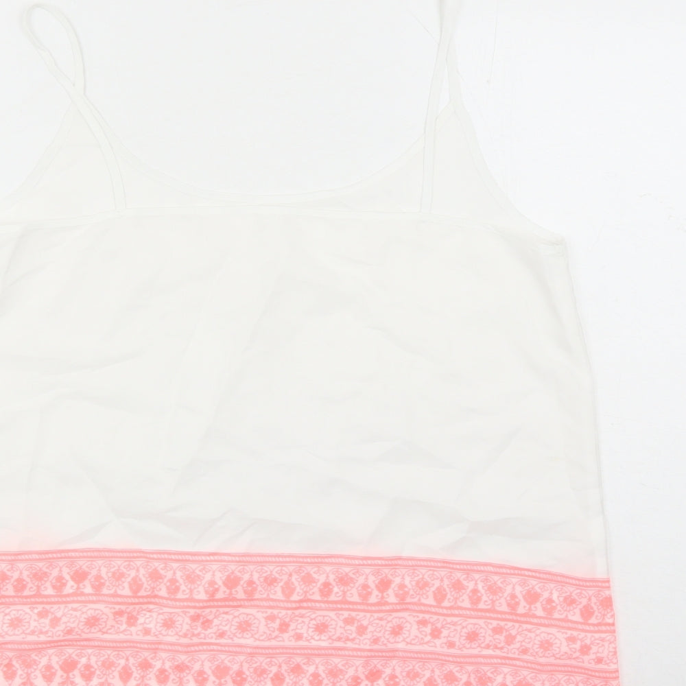 Marks and Spencer Womens White Geometric Acrylic Camisole Tank Size 12 Round Neck
