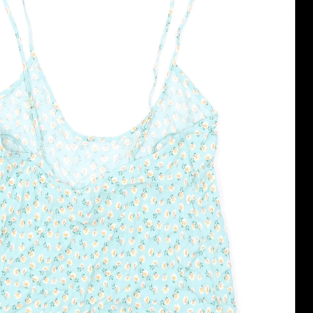 Marks and Spencer Womens Blue Floral Viscose Cami Pyjama Top Size 8 - Ghost