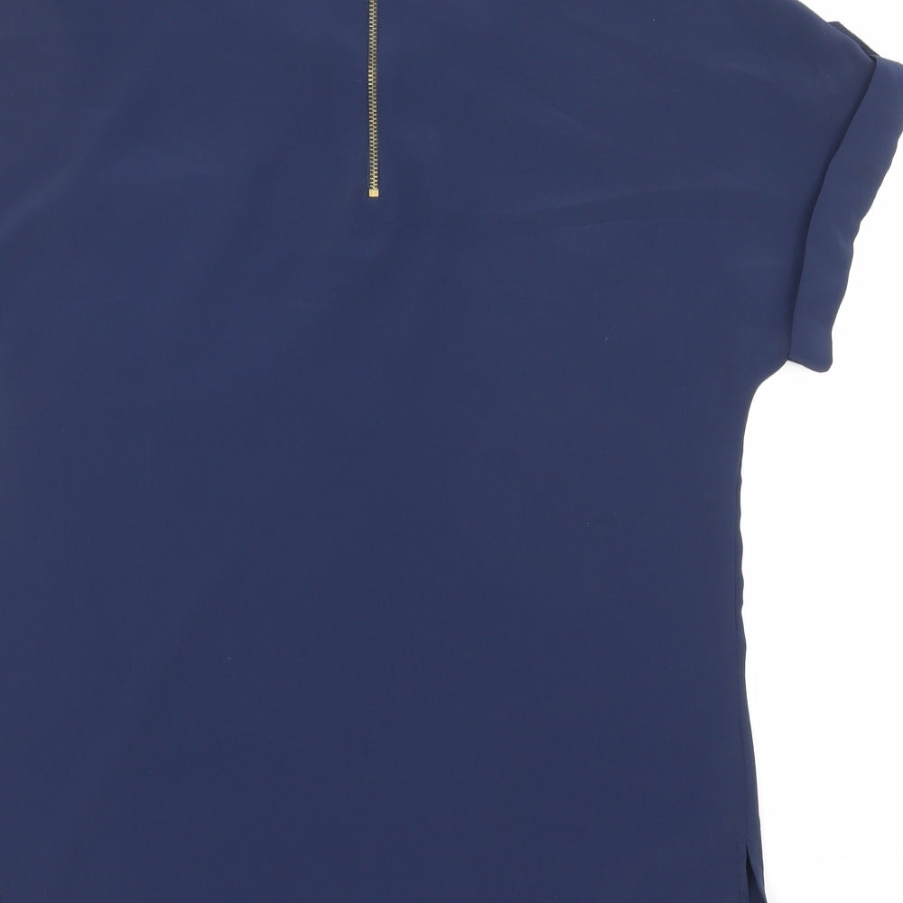Dorothy Perkins Womens Blue Polyester Basic T-Shirt Size 6 Round Neck