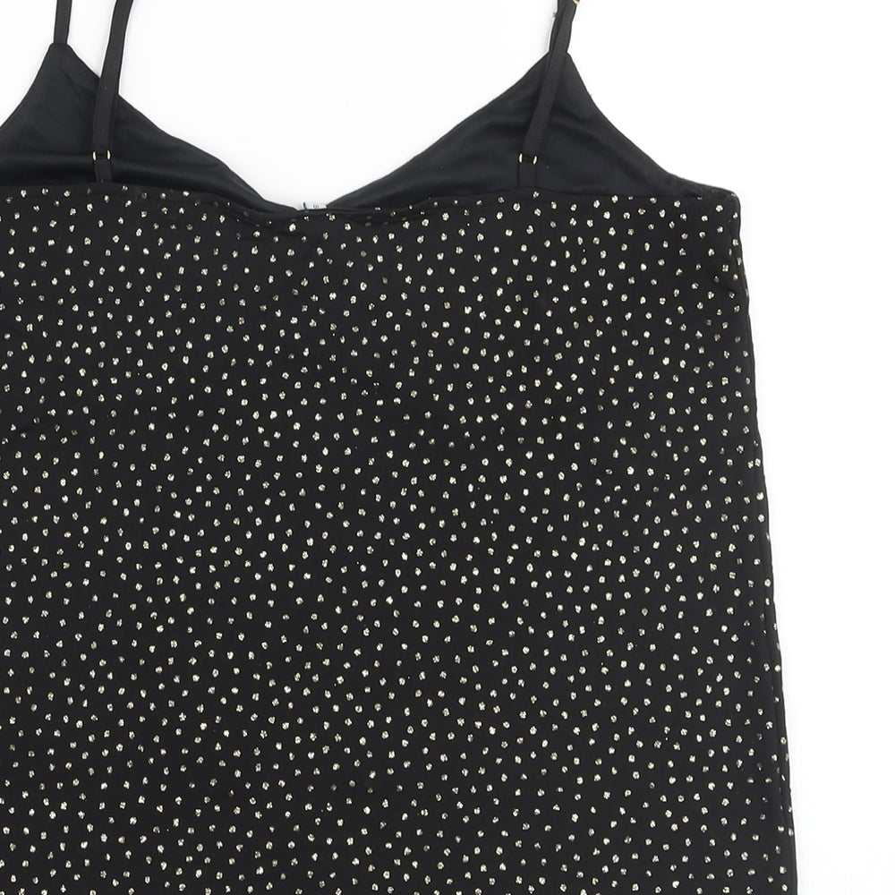 Warehouse Womens Black Polka Dot Polyester Camisole Tank Size 10 V-Neck