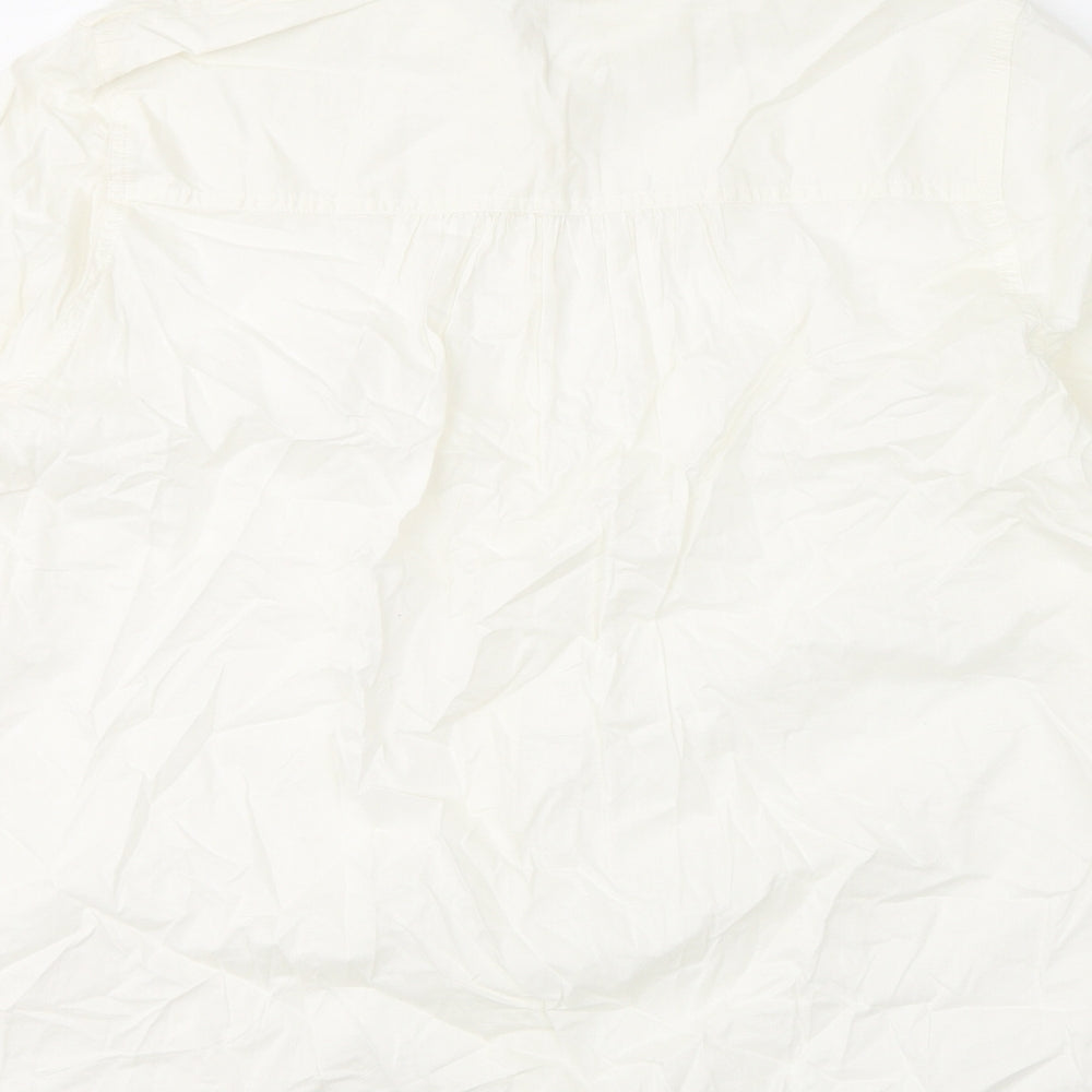 Marks and Spencer Womens White 100% Cotton Basic Blouse Size 20 Collared - Embroidery