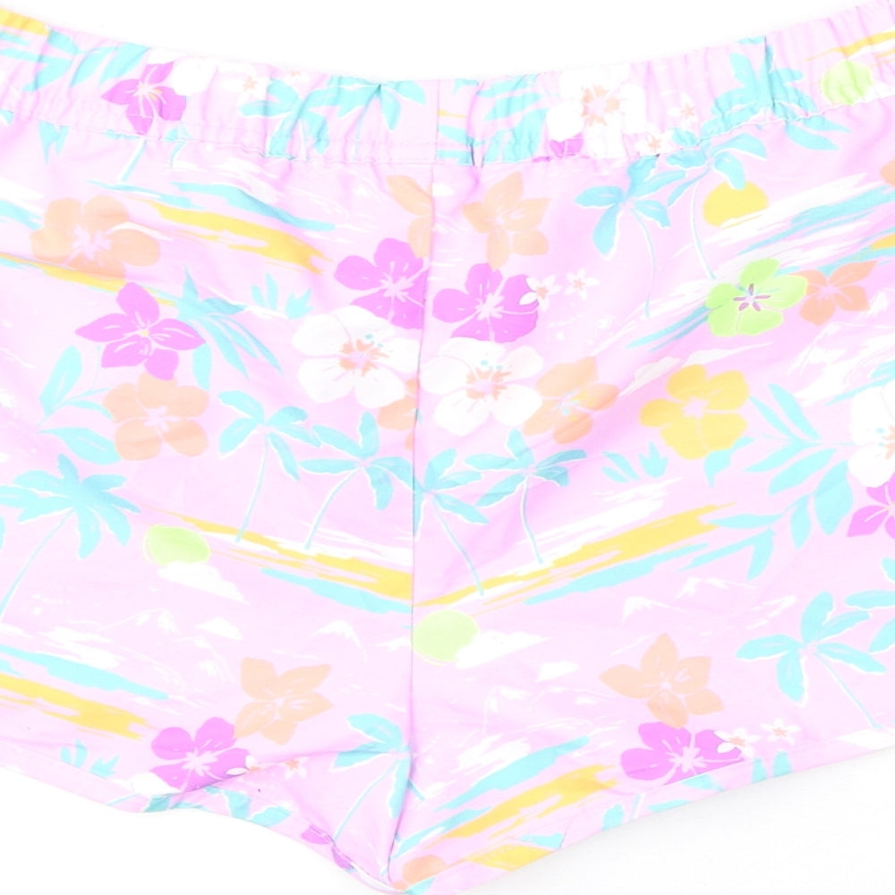 Marks and Spencer Girls Multicoloured Geometric Polyester Bermuda Shorts Size 11-12 Years Regular Drawstring - Swim Shorts, Palm Trees, Flowers