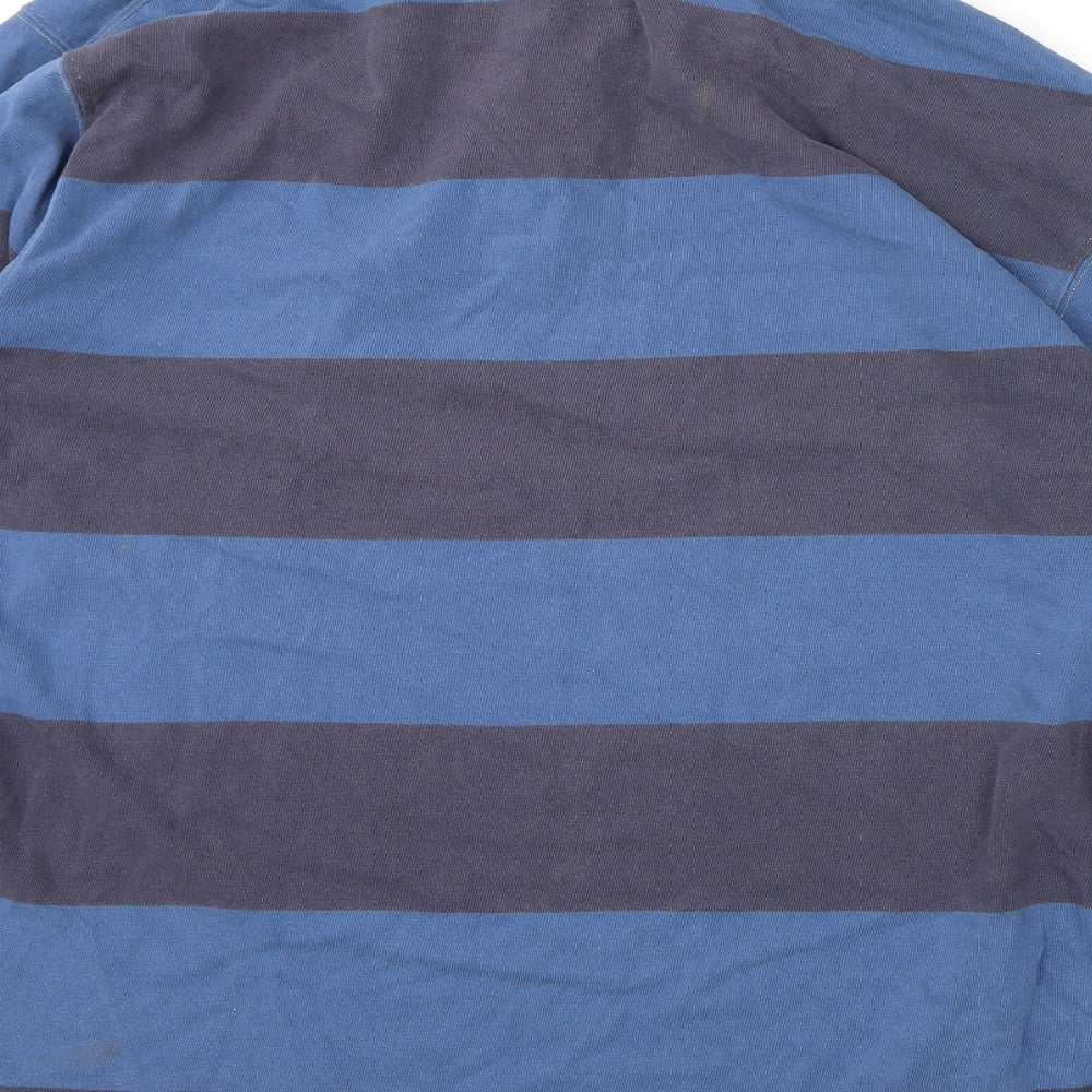Gap Mens Blue Striped 100% Cotton Polo Size XL Collared Button
