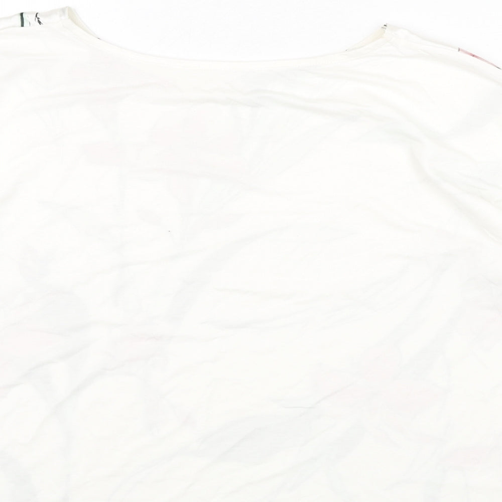Marks and Spencer Womens White Polyester Basic Blouse Size 10 Round Neck - Floral Print