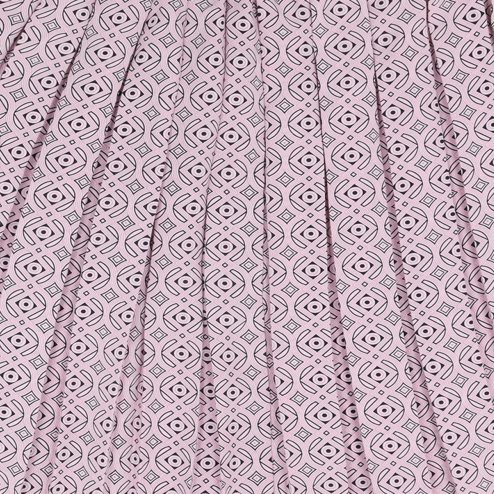 Bonmarché Womens Pink Geometric Polyester Pleated Skirt Size 16