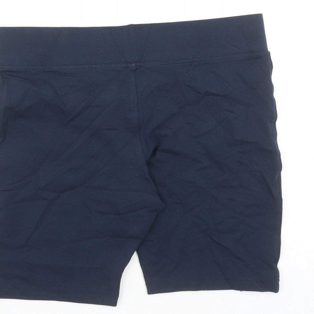 GOODMOVE Girls Blue Cotton Compression Shorts Size 11-12 Years L6 in Regular - Elasticated Waist