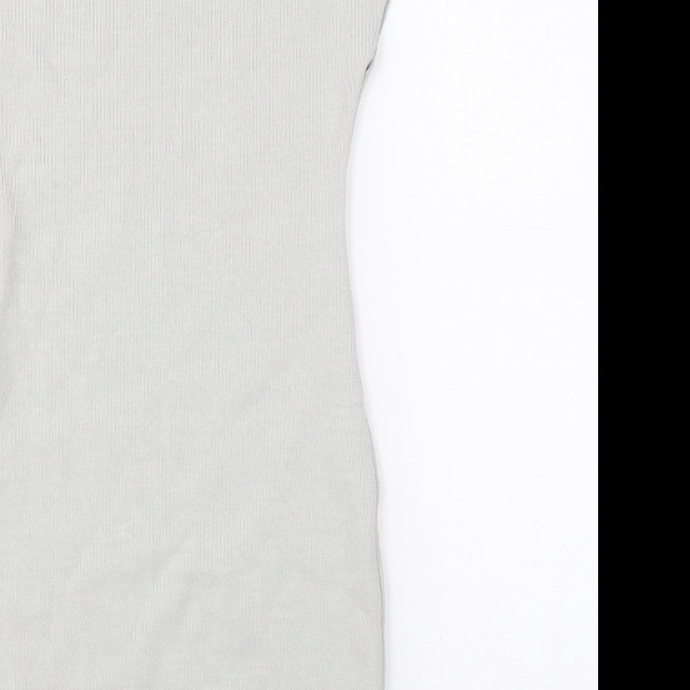 Zara Womens Grey Viscose Bodycon Size S Mock Neck Pullover