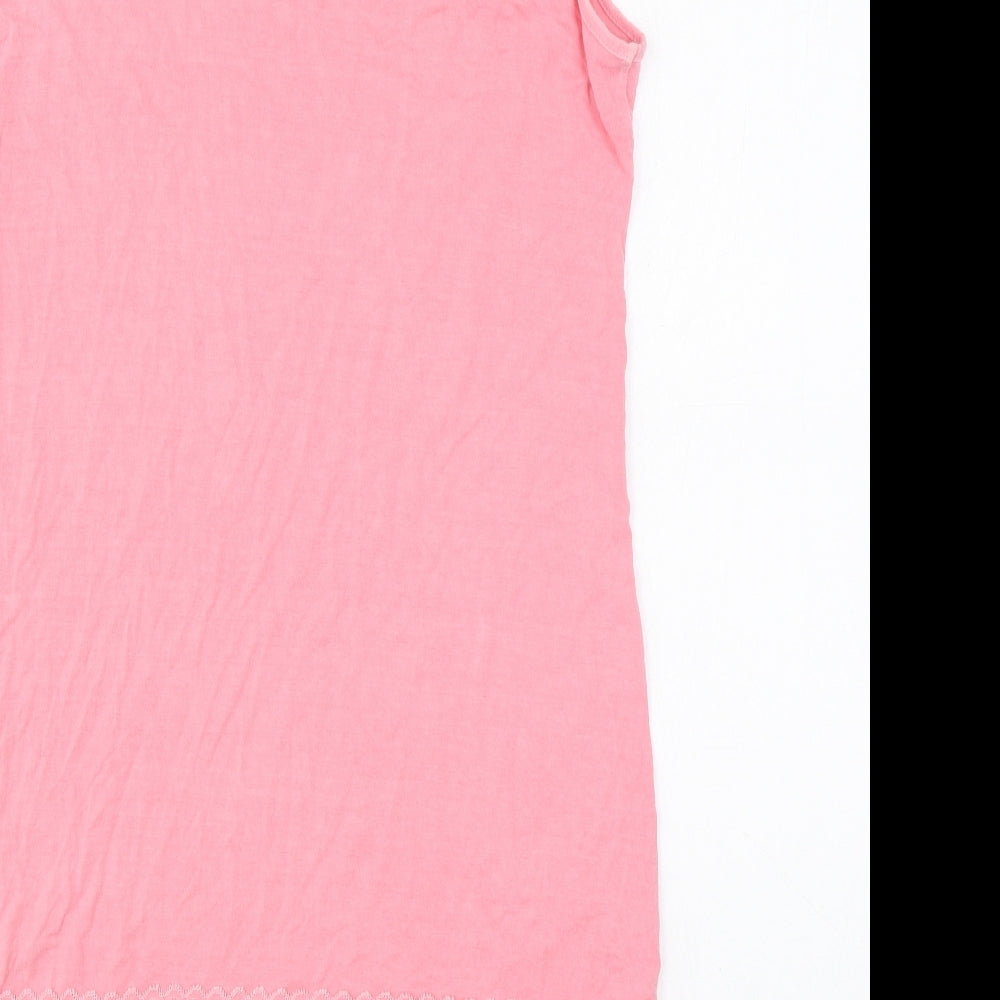 A Postcard From Brighton Womens Pink Viscose Basic Tank Size 12 Round Neck - Lace