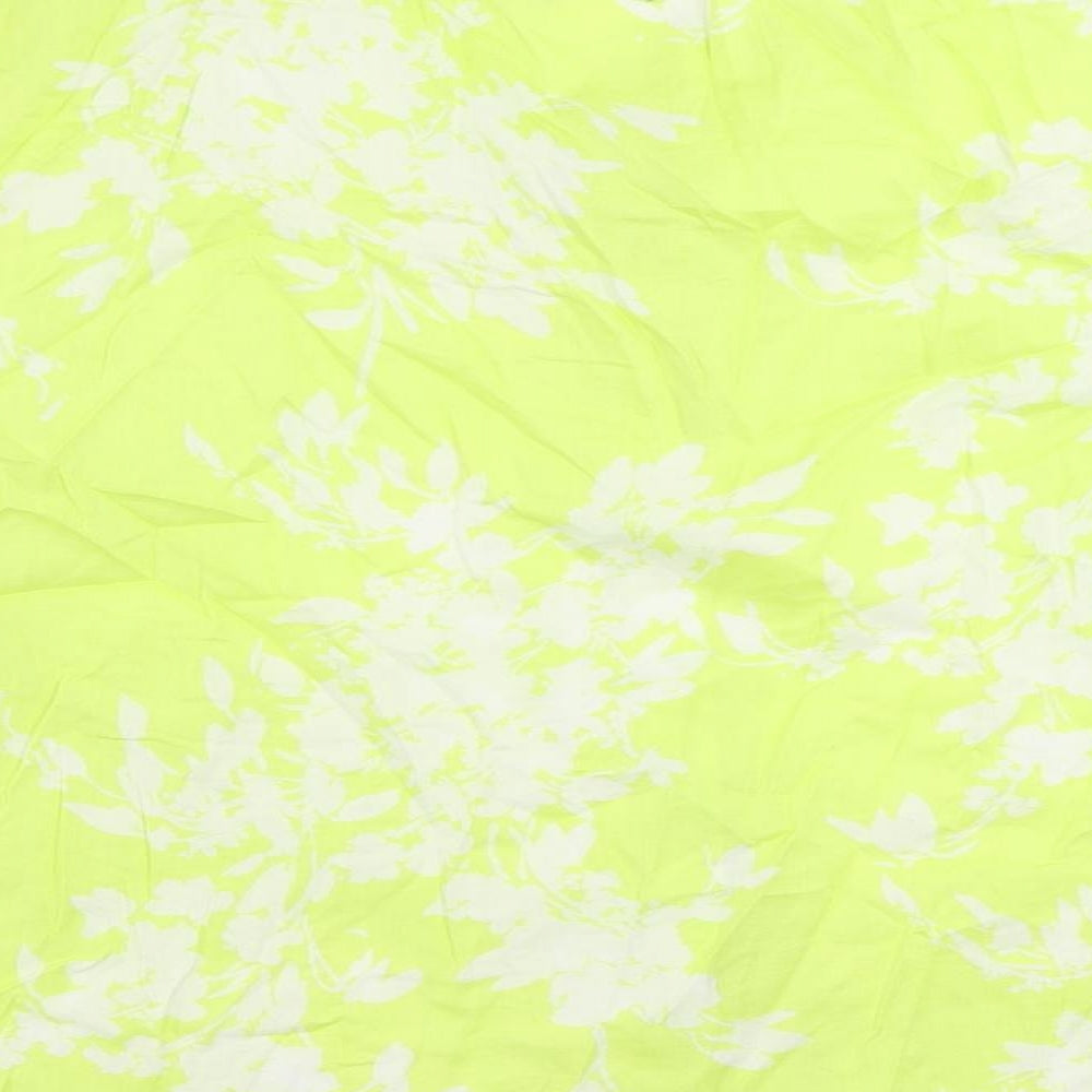 Marks and Spencer Womens Yellow Floral Cotton Basic Button-Up Size 6 V-Neck