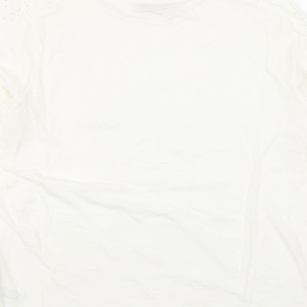 Per Una Womens White 100% Cotton Basic T-Shirt Size 14 Round Neck