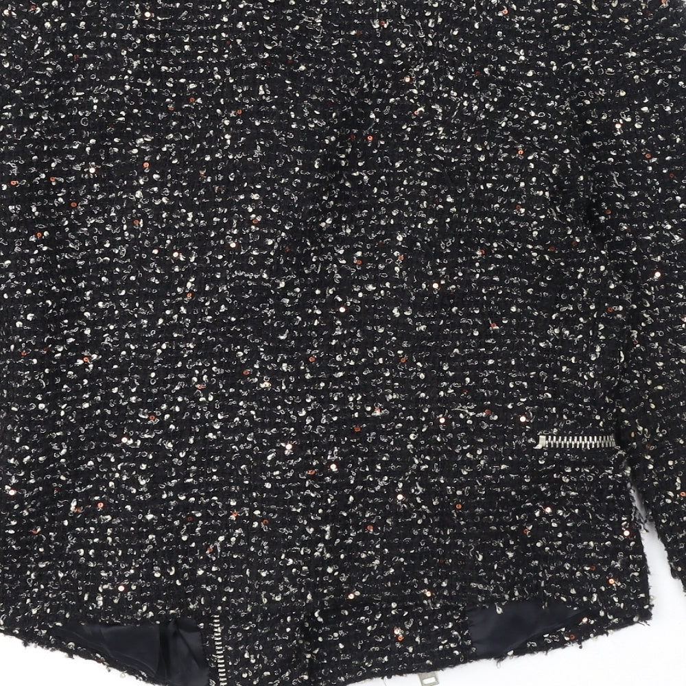 Zara Womens Black Geometric Jacket Size S Zip