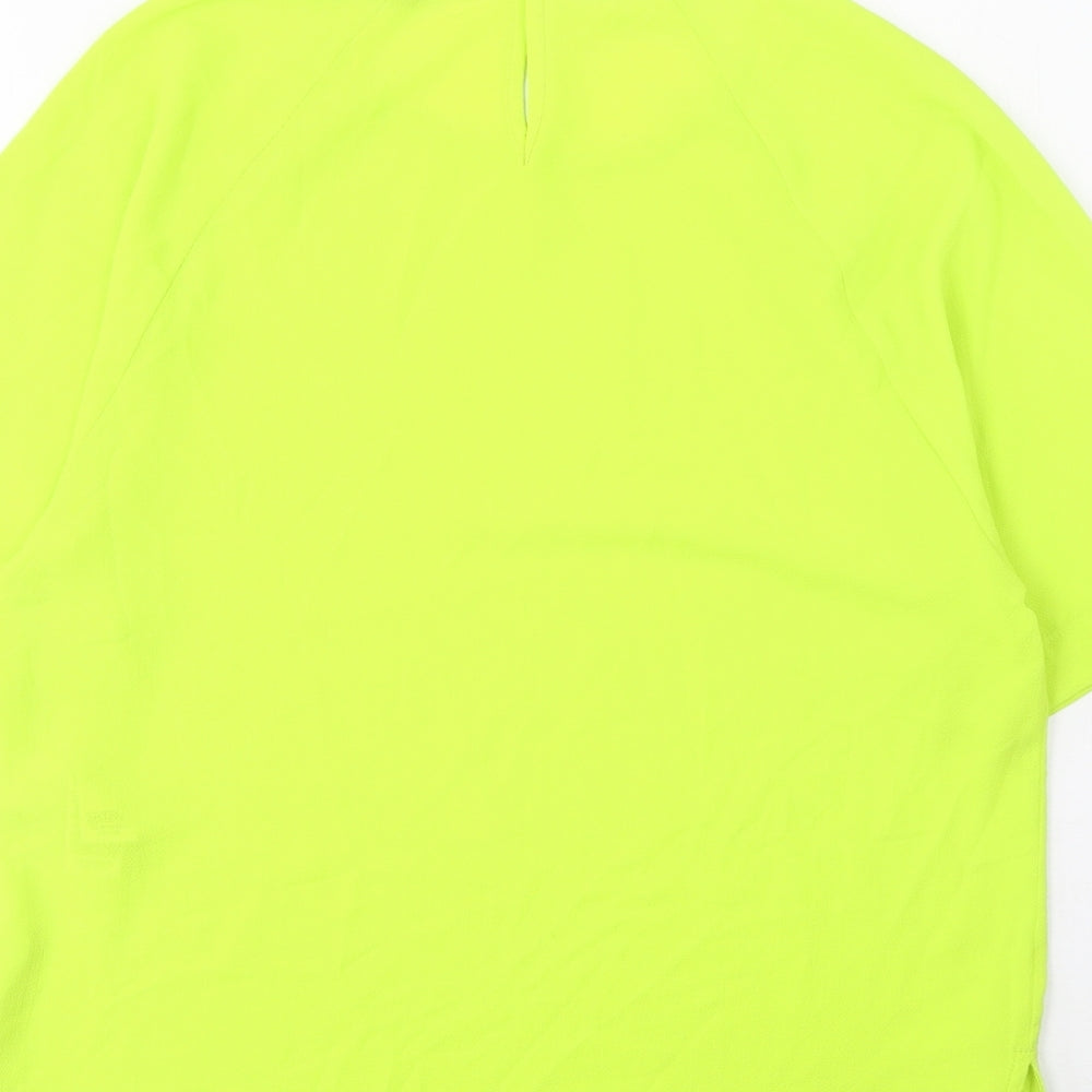 Marks and Spencer Womens Green Polyester Basic T-Shirt Size 6 Crew Neck
