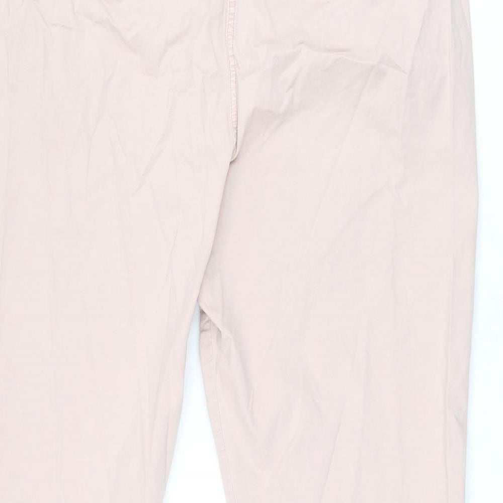 Marks and Spencer Womens Pink Cotton Chino Trousers Size 20 L25 in Regular Zip