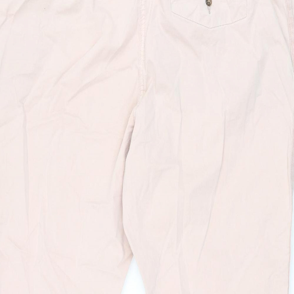 Marks and Spencer Womens Pink Cotton Chino Trousers Size 20 L26.5 in Regular Zip