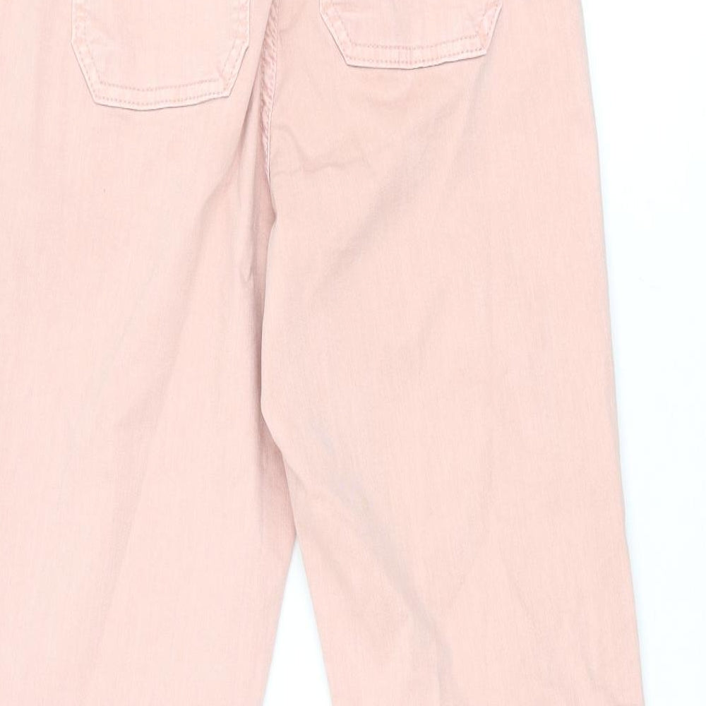 Marks and Spencer Womens Pink Cotton Trousers Size 6 L28.5 in Regular Zip