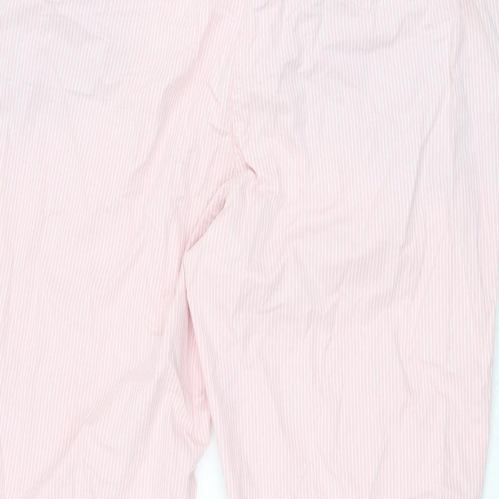 Marks and Spencer Womens Pink Striped Cotton Chino Trousers Size 18 L27 in Regular Zip