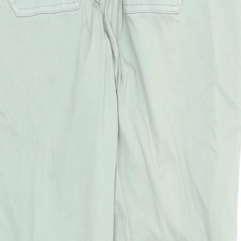 marks and Womens Green Cotton Tapered Jeans Size 22 L27 in Regular Zip - Elasticated Waist Pockets