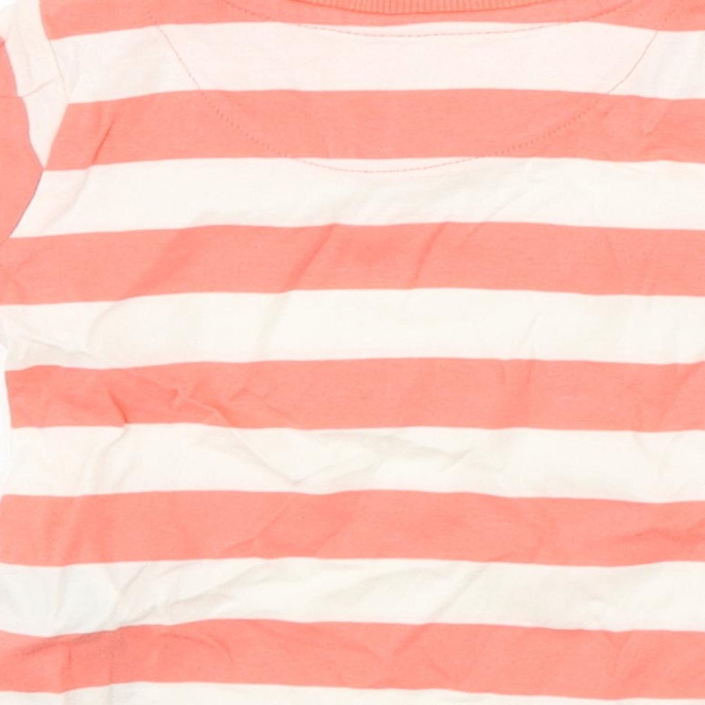 Marks and Spencer Baby Pink Striped Cotton Basic T-Shirt Size 0-3 Months Round Neck Snap - Stork