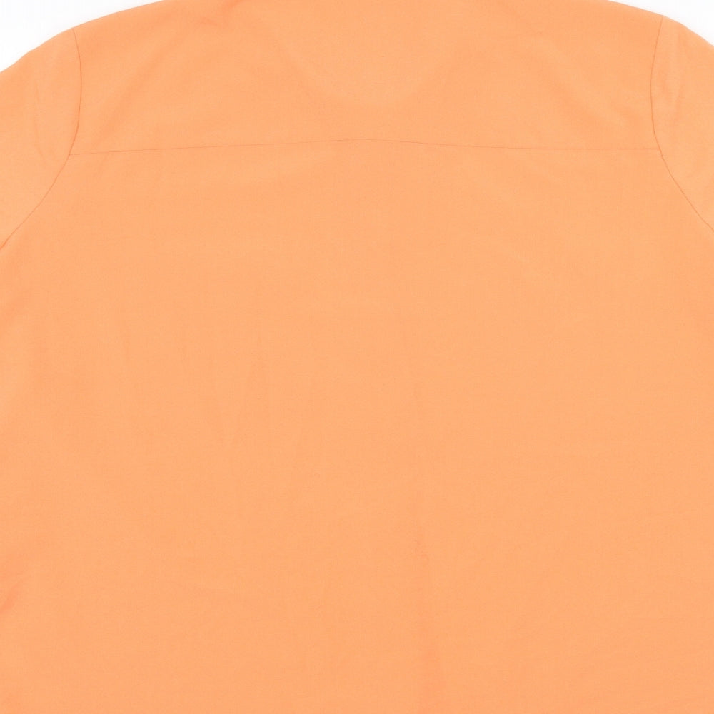 Classic Womens Orange Polyester Basic Button-Up Size 14 Collared