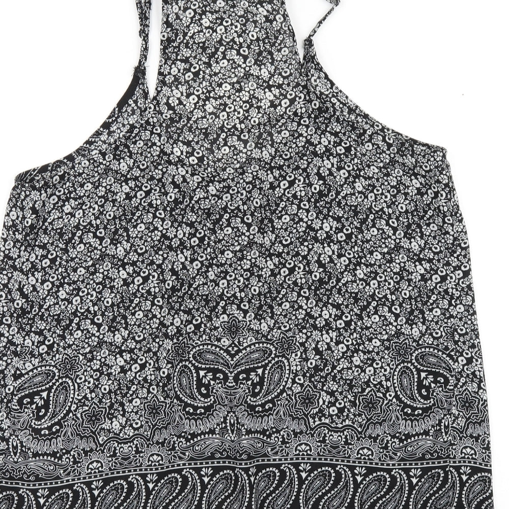 Kenar Womens Black Geometric Polyester Camisole T-Shirt Size M Scoop Neck