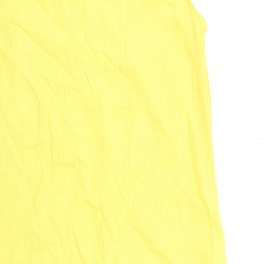 Marks and Spencer Womens Yellow Flax A-Line Size 12 V-Neck Pullover