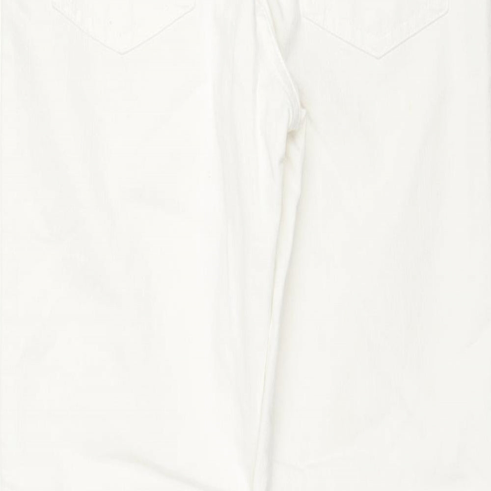 Marks and Spencer Womens White Cotton Straight Jeans Size 30 in L27 in Regular Zip